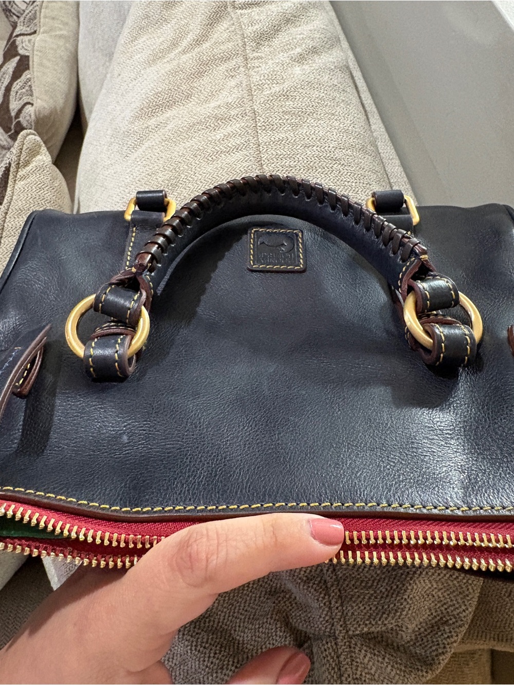 Dooney & Bourke Florentine Mini Satchel Navy Leather - Picture 7 of 13